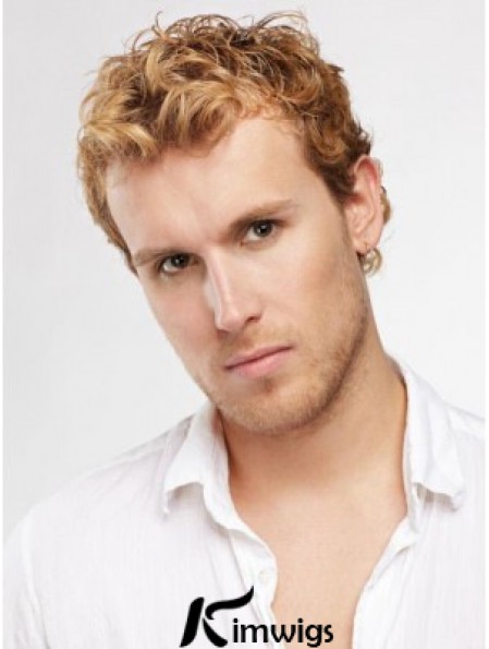 Blonde Short Curly Capless Curly Synthetic Wig Men