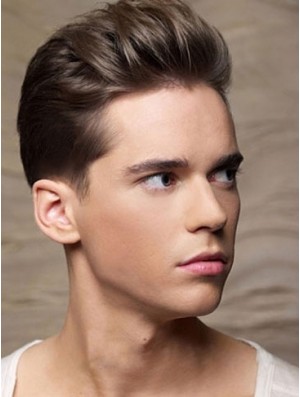Remy Real Brown Straight Cropped Old Man Wigs For Sale