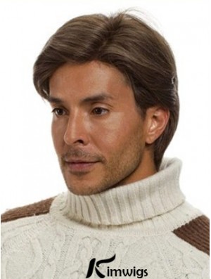 Monofilam Remy Real Short Brown Straight Man For Wig