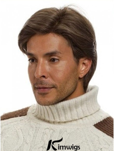 Monofilam Remy Real Short Brown Straight Man For Wig