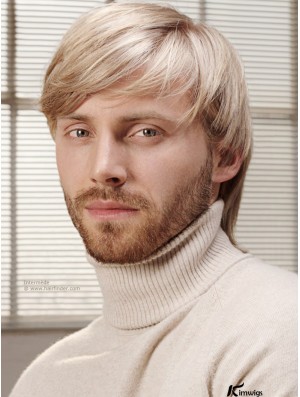 Full Lace Blonde 6 inch Short With Bangs Costume Wigs For Men