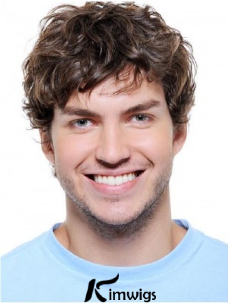 Wavy Synthetic Auburn Lace Front Short Hair Wigs For Men