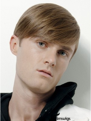 Capless Cropped Short Brown Remy Real Mens Wig