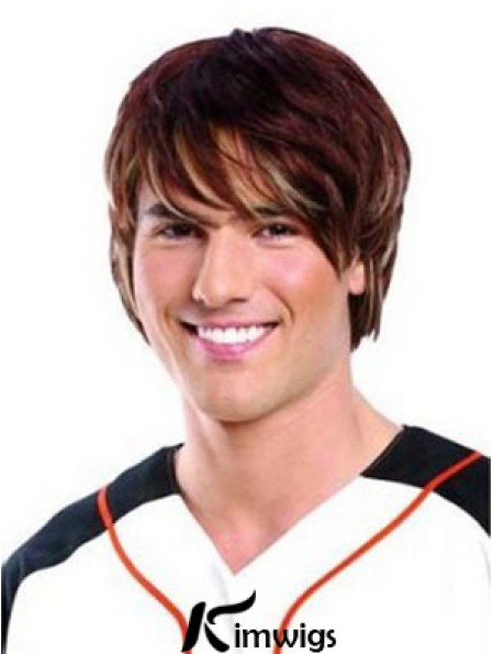 Lace Front Auburn Remy Real Short Straight Mans Wigs