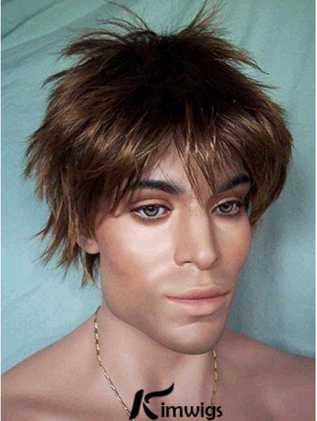 Lace Front Brown Short Straight Synthetic Man Lace Wig