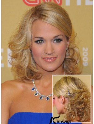 Beautiful Blonde Shoulder Length Curly 14 inch Layered Carrie Underwood Wigs