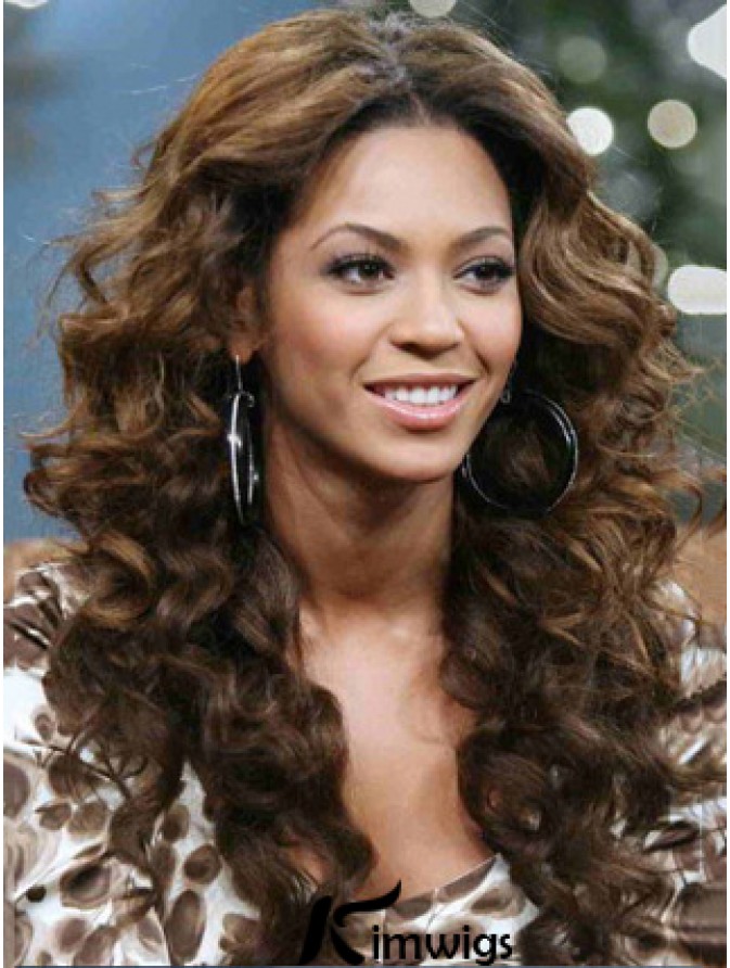 Brown Long Curly Without Bangs Full Lace 20 Inch Beyonce Wigs