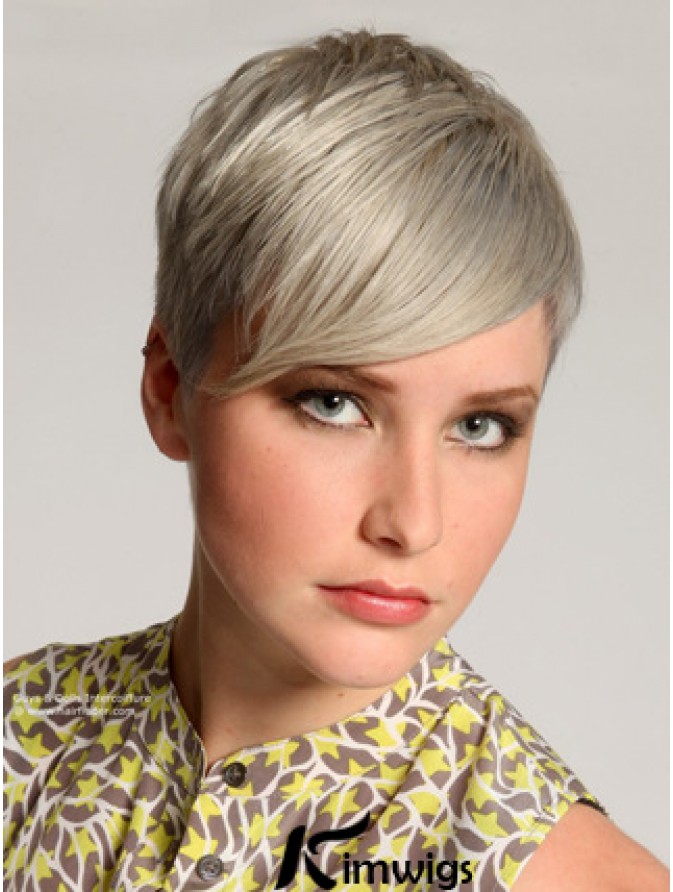 Grey Lace Front Straight Short Convenient 8 Inch Halle Berry Human