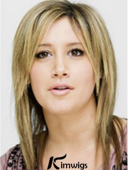 Modern Blonde Shoulder Length Straight 14 Inch Layered Ashley