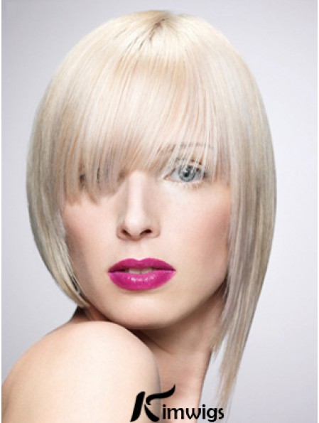 Monofilament Bobs Short Straight 10 inch Platinum Blonde New Fashion Wigs