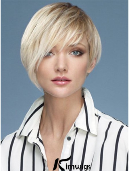 Capless Boycuts Short Straight 10 inch Platinum Blonde Sassy Fashion Wigs