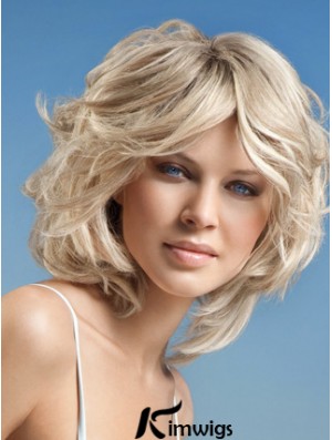 Full Lace Layered Chin Length Wavy 12 inch Platinum Blonde Cheap Fashion Wigs