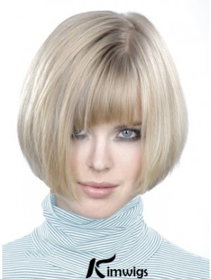 Monofilament Bobs Short Straight 10 inch Platinum Blonde Style Fashion Wigs