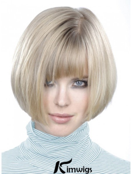 Monofilament Bobs Short Straight 10 inch Platinum Blonde Style Fashion Wigs