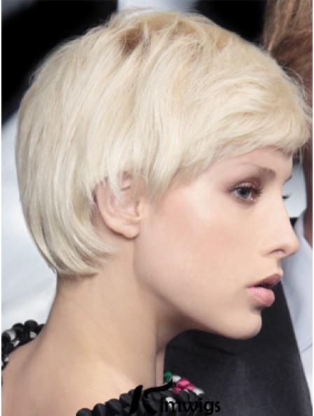 Monofilament Boycuts Short Straight 8 inch Platinum Blonde Incredible Fashion Wigs