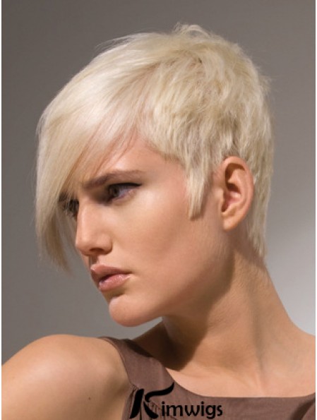 Capless Boycuts Short Straight 8 inch Platinum Blonde Stylish Fashion Wigs