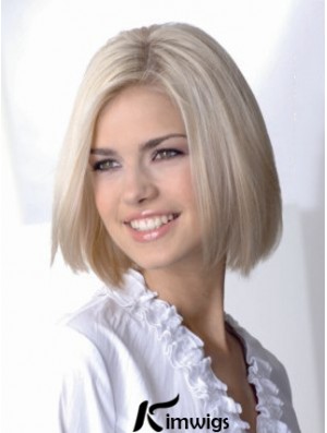 Full Lace Bobs Chin Length Straight 12 inch Platinum Blonde Sassy Fashion Wigs