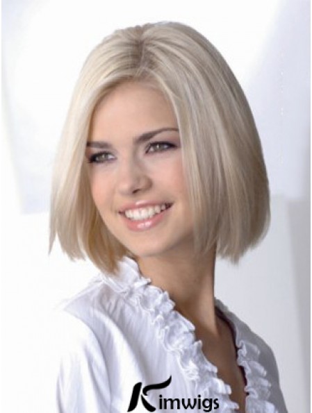 Full Lace Bobs Chin Length Straight 12 inch Platinum Blonde Sassy Fashion Wigs