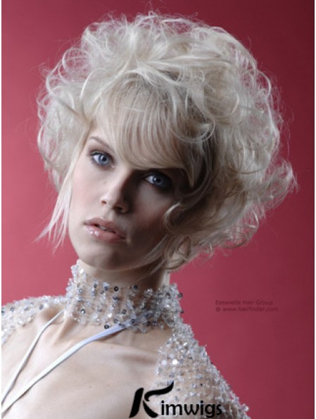 Monofilament Grey Short Curly 10 inch Platinum Blonde Perfect Fashion Wigs