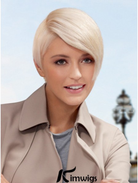 Lace Front Boycuts Short Straight 8 inch Platinum Blonde Style Fashion Wigs