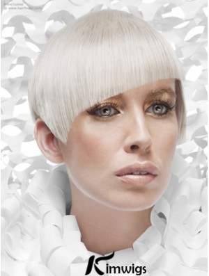 Lace Front Boycuts Short Straight 8 inch Platinum Blonde Cheapest Fashion Wigs