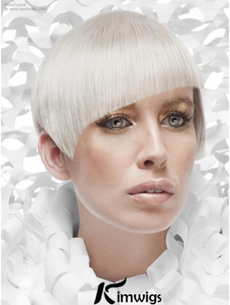 Lace Front Boycuts Short Straight 8 inch Platinum Blonde Cheapest Fashion Wigs