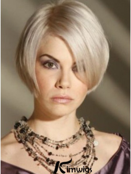 Capless Grey Short Straight 8 inch Platinum Blonde Amazing Fashion Wigs