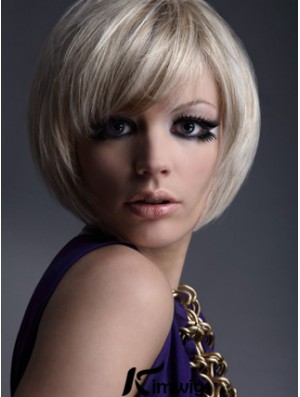 Capless Bobs Chin Length Straight 10 inch Platinum Blonde Flexibility Fashion Wigs