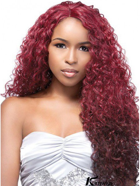 No-Fuss Ombre/2 Tone Long Curly Without Bangs 24 inch Real Lace Wigs