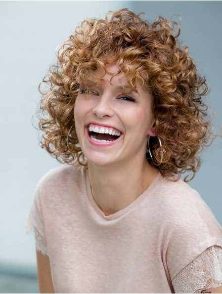 Popular Auburn Curly Shoulder Length Classic Lace Front Synthetic Wigs