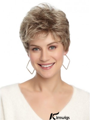 Synthetic Affordable Cropped Wavy Grey Wigs