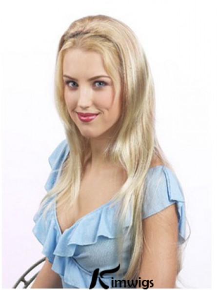 Suitable Blonde Synthetic Straight Hair Falls