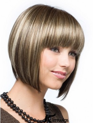 Brown Chin Length Straight Bobs Capless Wig Shop Online