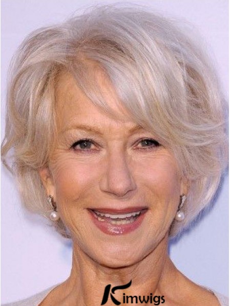 Cheap Grey Wigs Remy Human Grey Cut Wavy Style Short Length