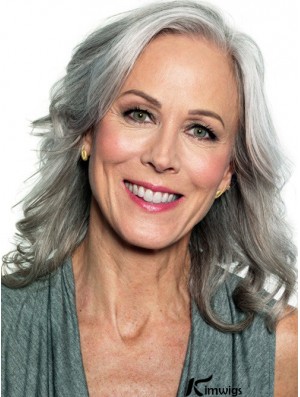 Wavy Monofilament 14 inch Gorgeous Shoulder Length Grey Wigs