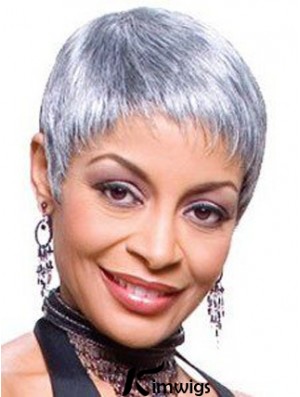 Straight Lace Front 8 inch Flexibility Short Grey Wigs