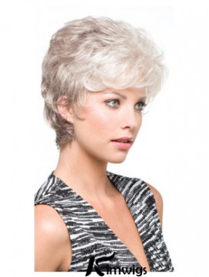 Salt And Pepper Grey Shorter Hair With Synthetic Capless Wavy Wigs