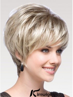 Capless Straight Layered Short 8 inch Modern Real Hair Wigs