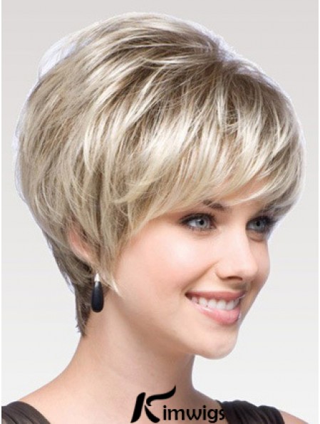 Capless Straight Layered Short 8 inch Modern Real Hair Wigs