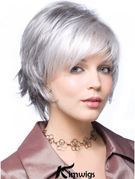 Straight Capless 8 inch Beautiful Short Grey Wigs