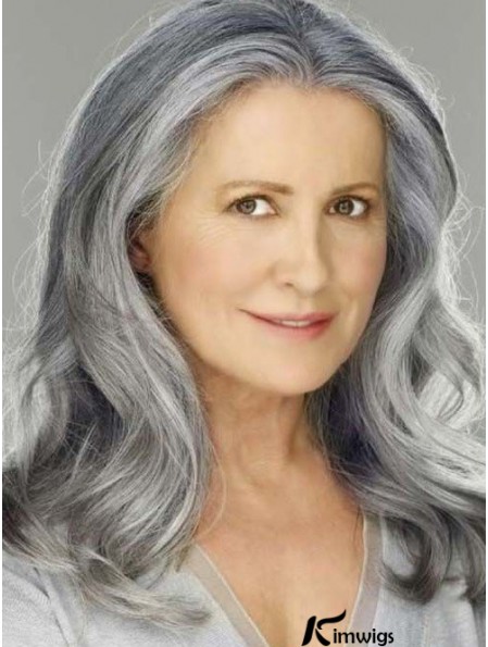 Wavy Lace Front 16 inch Best Shoulder Length Grey Wigs