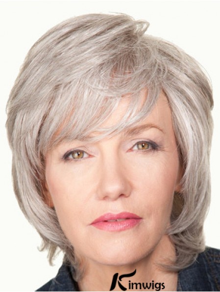 Wavy Lace Front 12 inch New Chin Length Grey Wigs