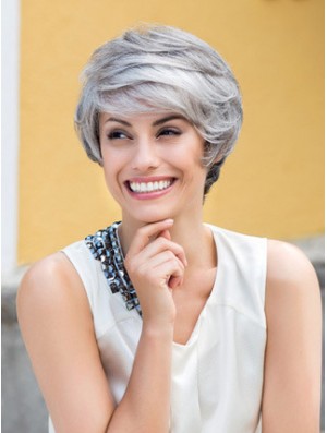 Wavy Lace Front 8 inch Top Short Grey Wigs