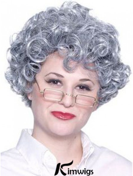 Curly Lace Front 8 inch Best Short Grey Wigs