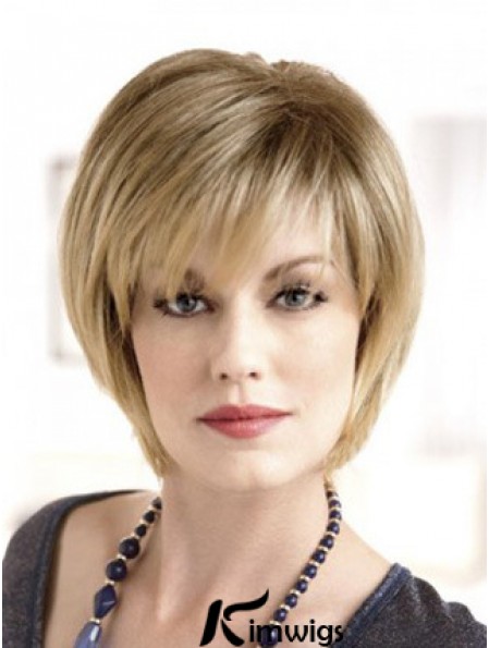 Lace Front Straight Layered Short 8 inch Top Real Hair Wigs