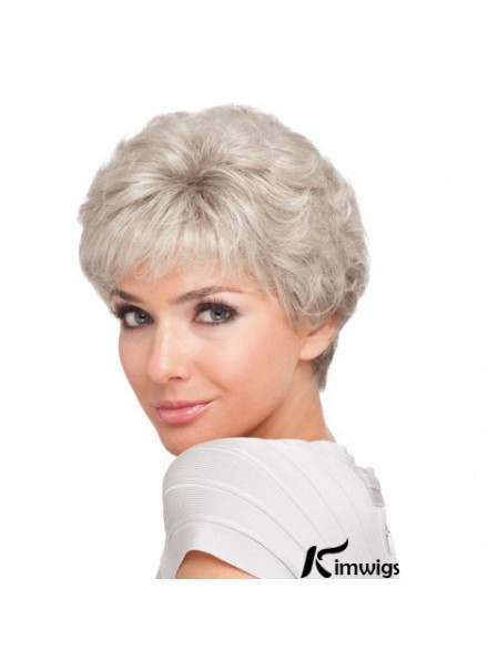 Short Hair Style For Older Ladies With Synthetic Capless Grey Cut