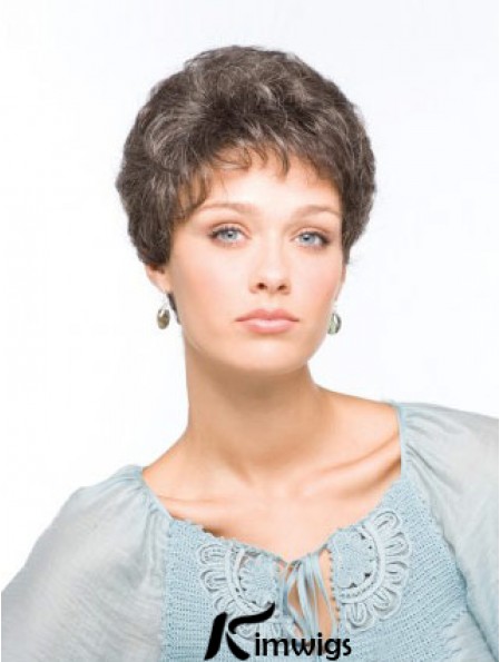 Synthetic Beautiful Short Wavy Grey Wigs