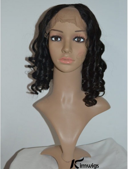 14 inch Lace Front Curly Black No-Fuss U Part Wigs