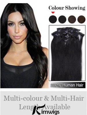 Sassy Black Straight Remy Human Hair Clip In Hair Extensions