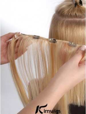 Hair Extension Clips Remy Straight Style Blonde Color